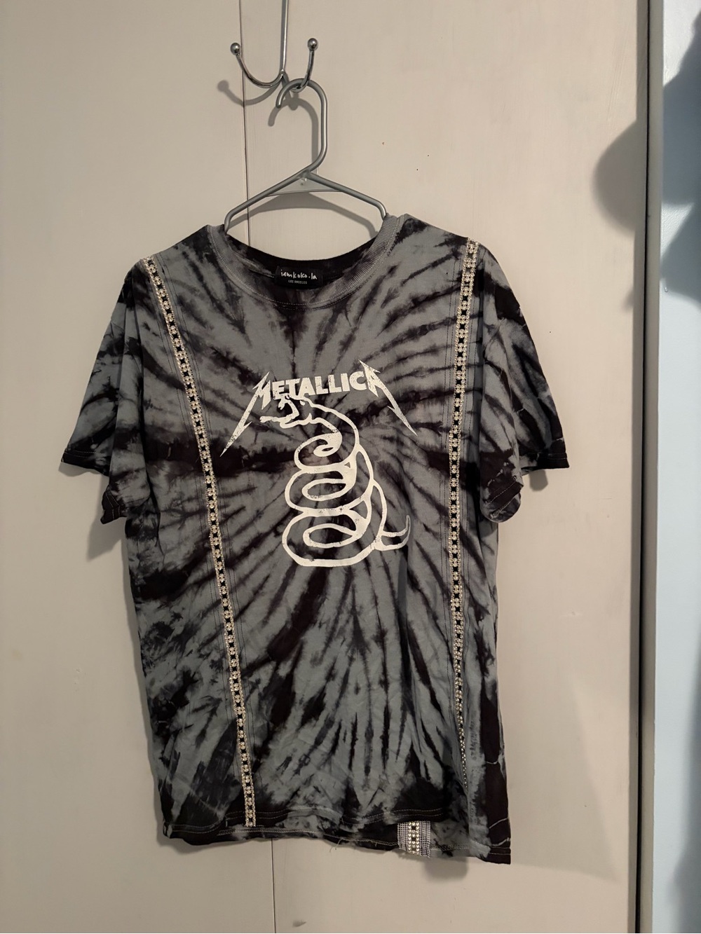 Women's Short Sleeve Tie-Dye Tee - Black & Gray